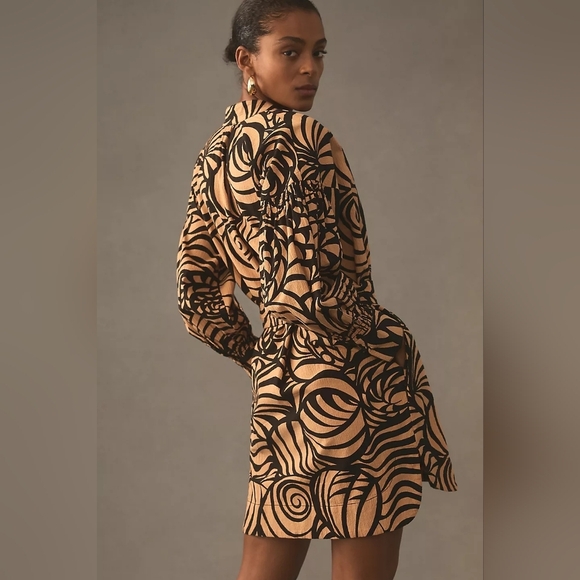 Anthropologie Stylish Tan and Black Patterned Dress - Picture 3 of 15